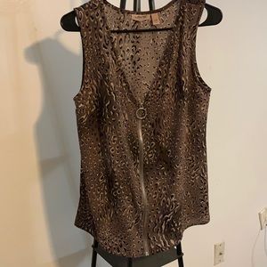 Willow and Root animal print zip front tank